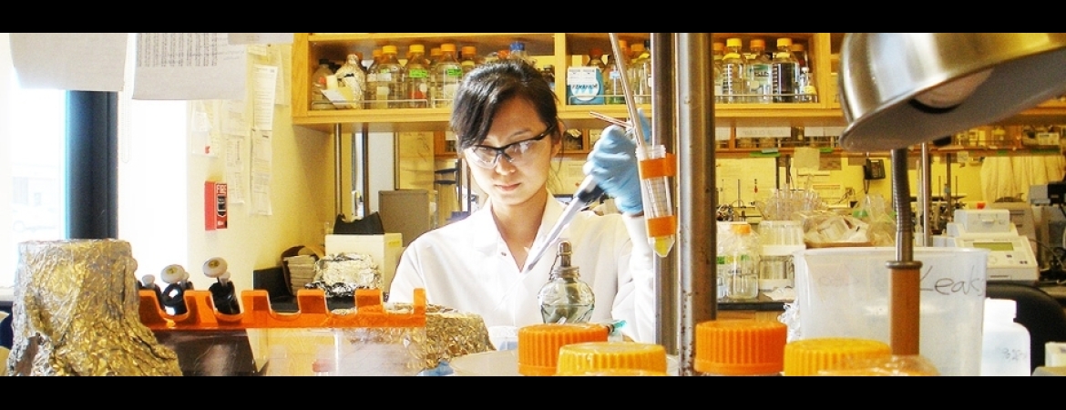 A student performing research in a lab